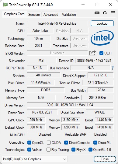 MSI Raider GE76 12UHS - GPU-Z 01
